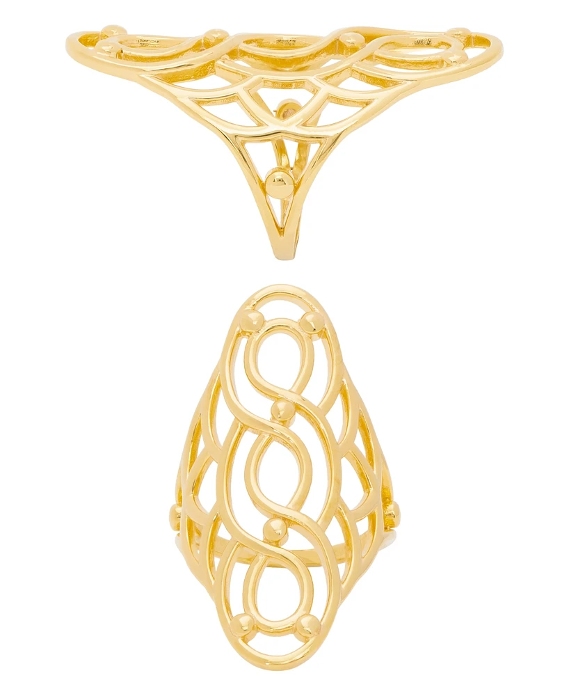 Macy's Gold Plated Shiny Polished Swirl Oval Open Design Ring