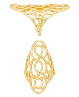 Macy's Gold Plated Shiny Polished Swirl Oval Open Design Ring
