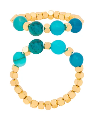 Macy's Gold Plated Simulated Turquoise Stretch Ring