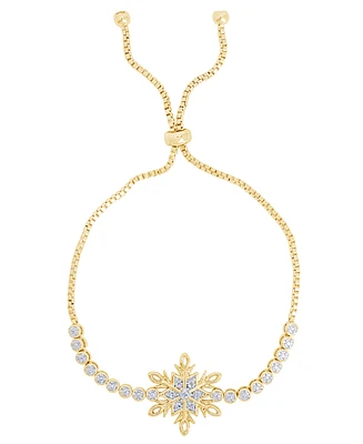 Macy's 14K Gold Plated Diamond Accent Snowflake Adjustable Bracelet