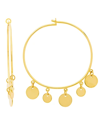 Macy's Gold Plated Dangling Discs Hoop Earrings