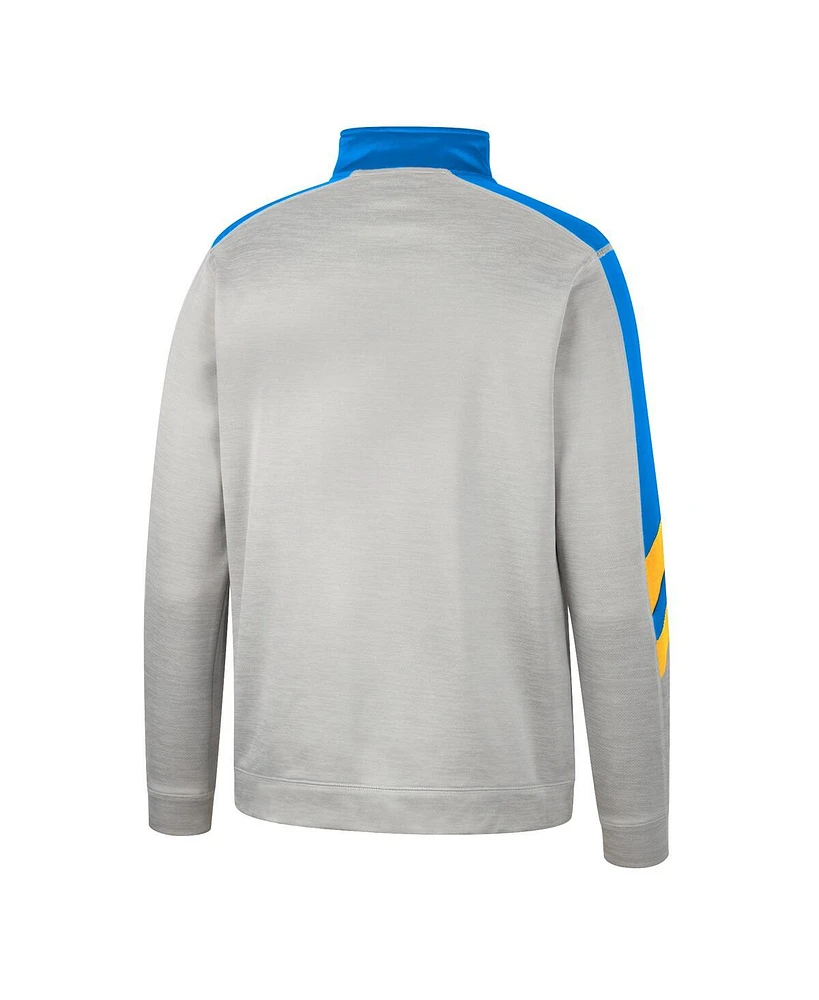 Men's Colosseum Gray and Blue Ucla Bruins Bushwood Fleece Quarter-Zip Jacket