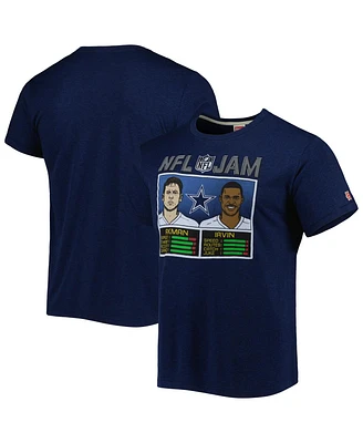Men's Homage Michael Irvin and Troy Aikman Heathered Navy Dallas Cowboys Nfl Retired Jam Tri-Blend T-shirt