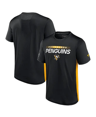 Men's Fanatics Black, Gold Pittsburgh Penguins Authentic Pro Rink Tech T-shirt