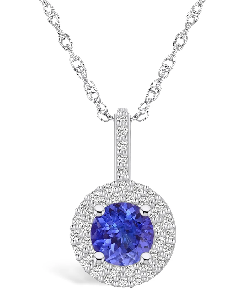 Macy's Tanzanite (1-3/8 Ct. t.w.) and Diamond (3/8 Halo Pendant Necklace