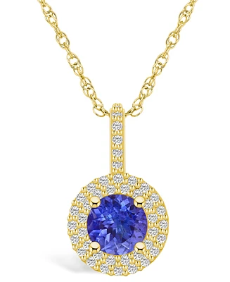 Macy's Tanzanite (1-3/8 Ct. t.w.) and Diamond (3/8 Halo Pendant Necklace