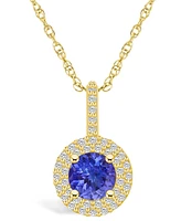 Macy's Tanzanite (1-3/8 Ct. t.w.) and Diamond (3/8 Halo Pendant Necklace