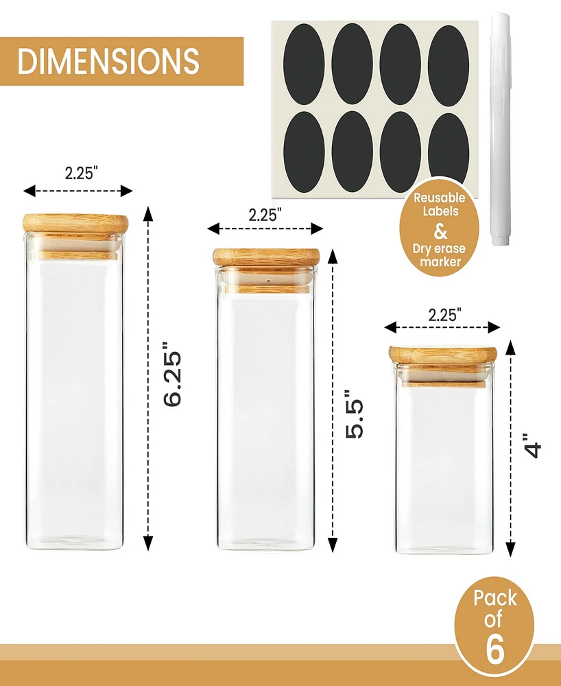 Berkware Mini Glass Jar Set and Air Tight Sealable Containers for Kitchen and Pantry Organization, for Coffee Tea Sugar and Candy, 12 Piece