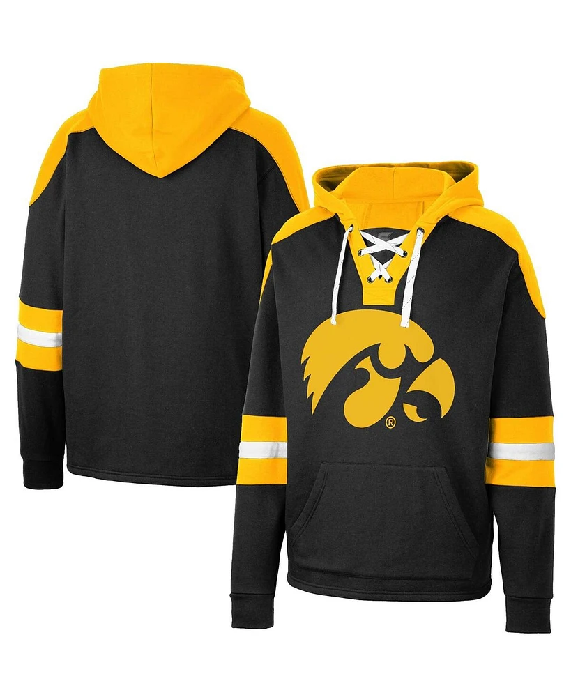 Men's Colosseum Iowa Hawkeyes Lace-Up 4.0 Pullover Hoodie
