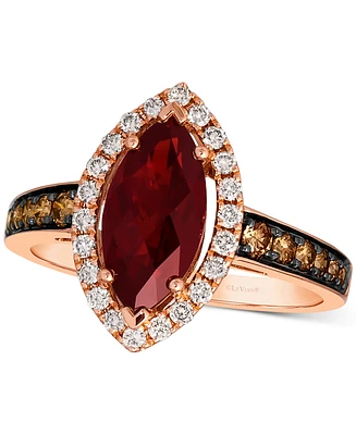 Le Vian Pomegranate Garnet (2 ct. t.w.) & Diamond (1/2 Halo Ring 14k Rose Gold