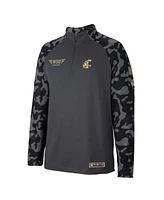 Men's Colosseum Charcoal Washington State Cougars Oht Military-Inspired Appreciation Long Range Raglan Quarter-Zip Jacket