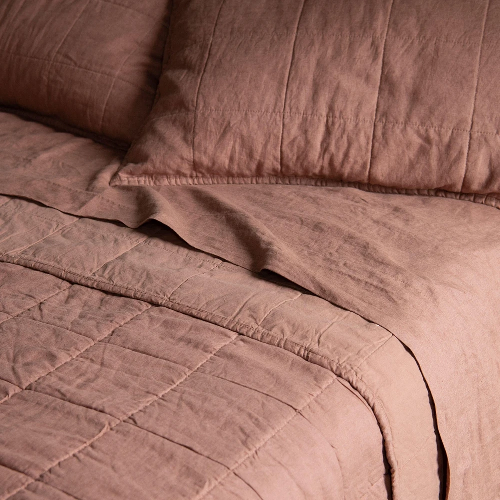 French Linen Quilted Sham Set