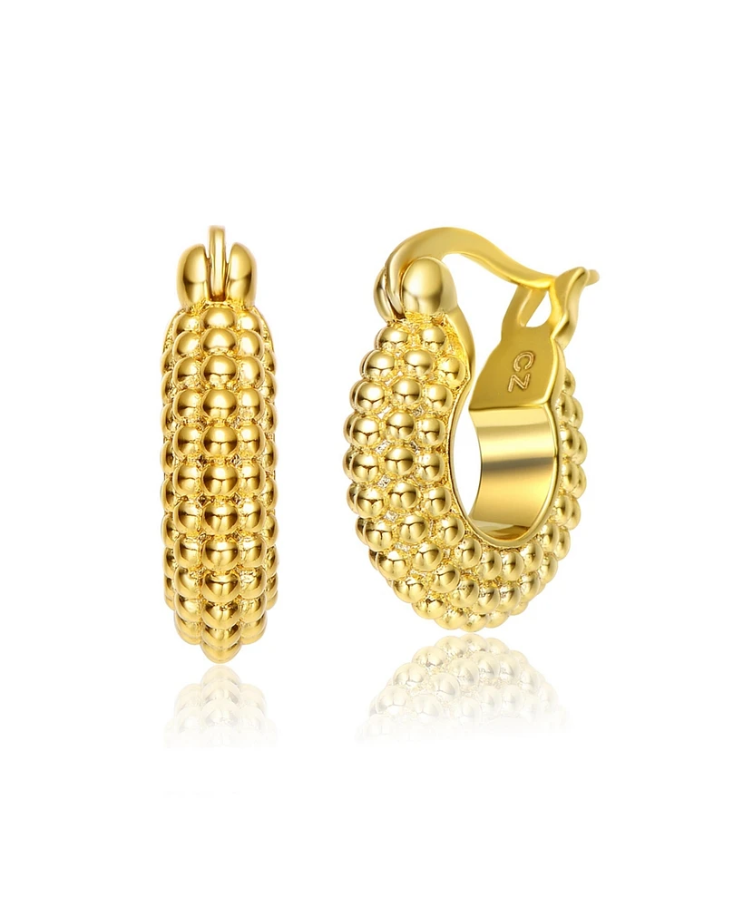 Exquisite Extra Mini Huggee 14K Gold-Plated Bead Hoop Earrings