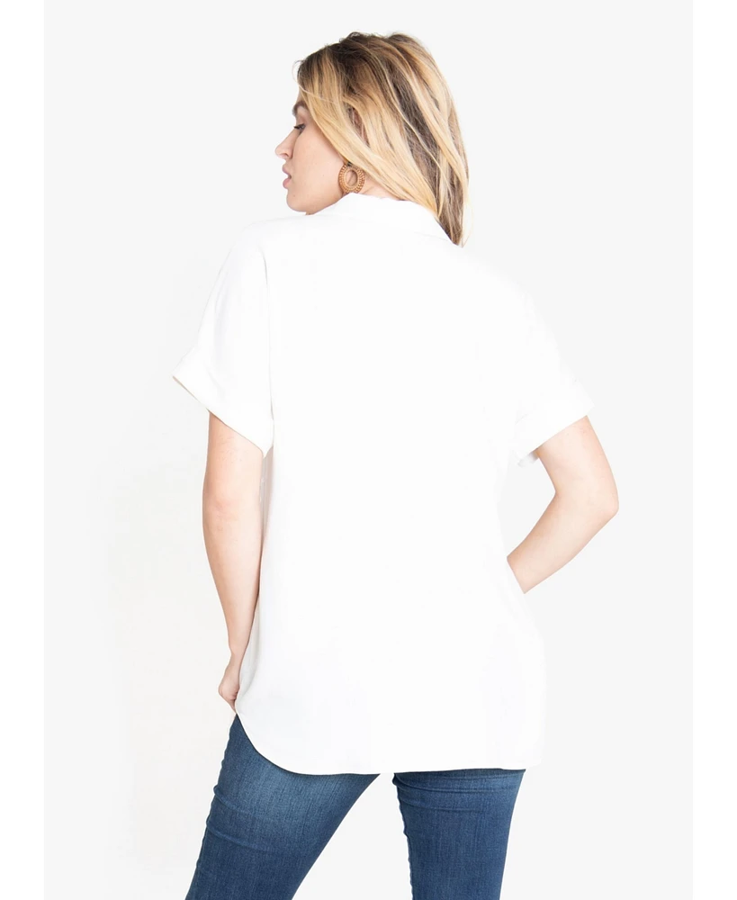 Women's Maternity Popover Tie Waist Shirt