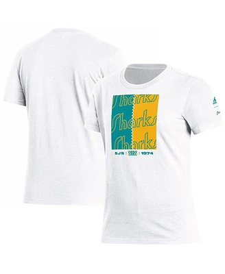 Women's adidas White San Jose Sharks Reverse Retro 2.0 Playmaker T-shirt