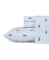Nautica Whale Stripe Cotton Percale 4-Piece Sheet Set, King