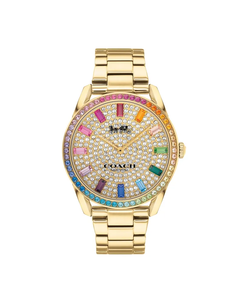 Coach Women's Preston Rainbow Gold-Tone Bracelet Watch 36mm