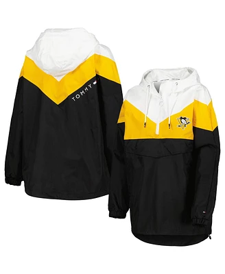 Women's Tommy Hilfiger Black, Gold Pittsburgh Penguins Staci Half-Zip Windbreaker Jacket