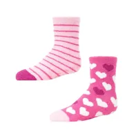 MeMoi Girls 2 Pairs Hearts Fuzzy Non-s Socks