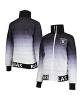Women's The Wild Collective Black, Silver Las Vegas Raiders Color Block Full-Zip Puffer Jacket