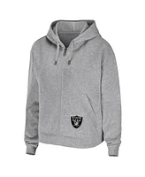 Women's Wear by Erin Andrews Heathered Gray Las Vegas Raiders Team Full-Zip Hoodie