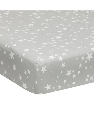 Lambs & Ivy Milky Way Gray/White Stars 100% Cotton Baby Fitted Crib Sheet