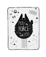 Lambs & Ivy Star Wars Millennium Falcon Black/White Soft Faux Shearling Baby Blanket