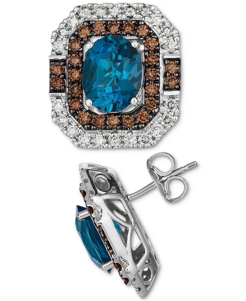 Le Vian Deep Sea Blue Topaz (3-1/2 ct. t.w.) & Diamond (1-5/8 ct. t.w.) Stud Earrings in 14k White Gold