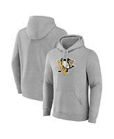 Men's Fanatics Heather Gray Pittsburgh Penguins Primary Logo Pullover Hoodie