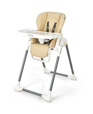 Costway Baby Foldable High Chair w/ Double Removable Trays