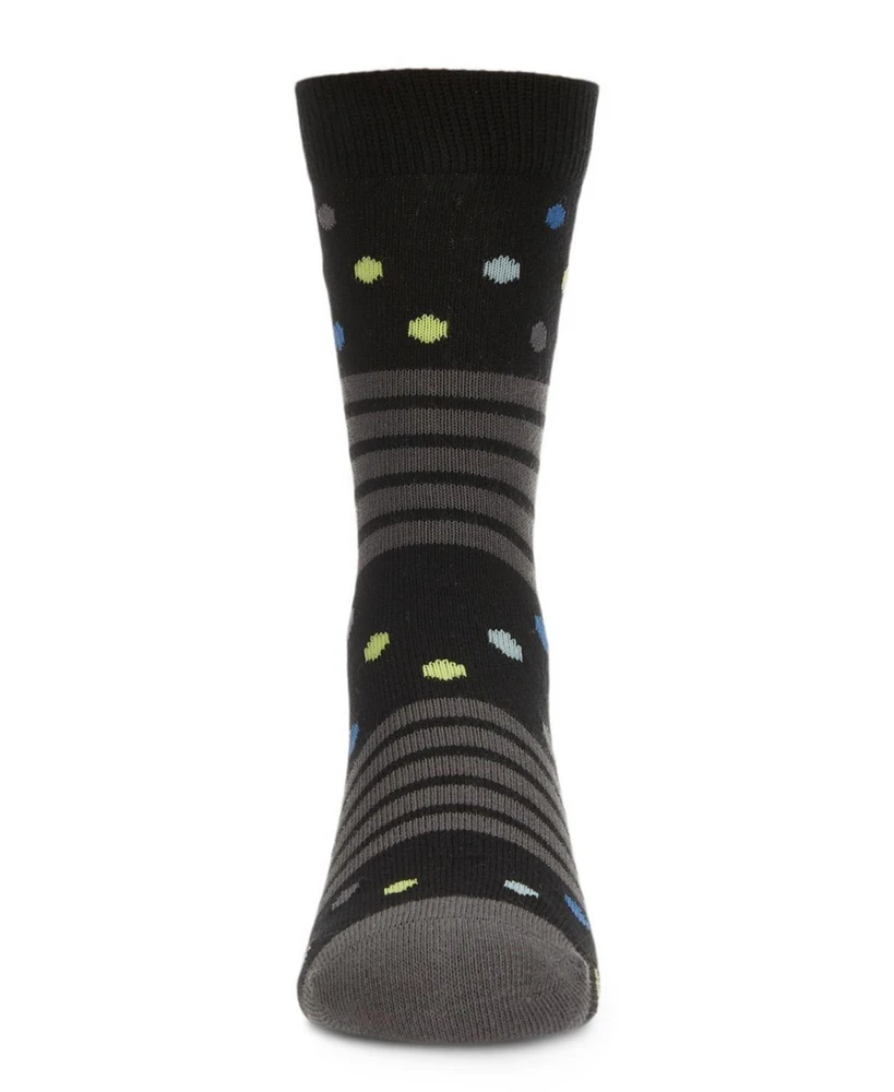MeMoi Boys Stripe Dot Combo Cotton Blend Crew Socks