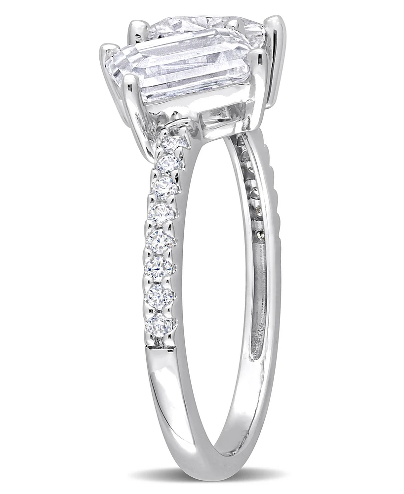 Macy's Moissanite Heart 2-Stone Ring 2 1/8 ct. t.w in Sterling Silver
