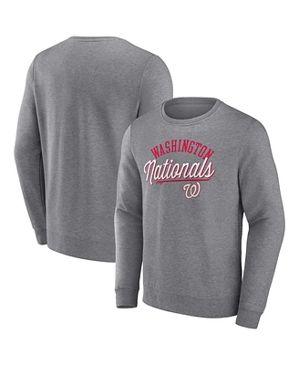 Men's Fanatics Heather Gray Washington Nationals Simplicity Pullover Sweatshirt