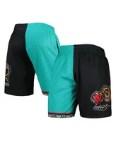Men's Mitchell & Ness Turquoise, Black Vancouver Grizzlies Hardwood Classics 1998 Split Swingman Shorts