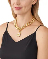 Michael Kors Statement Cubic Zirconia Pave Lock Chain Necklace