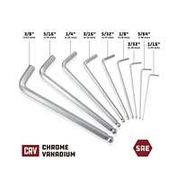 Powerbuilt 9 Piece Sae Long Arm Hex Key Wrench Set