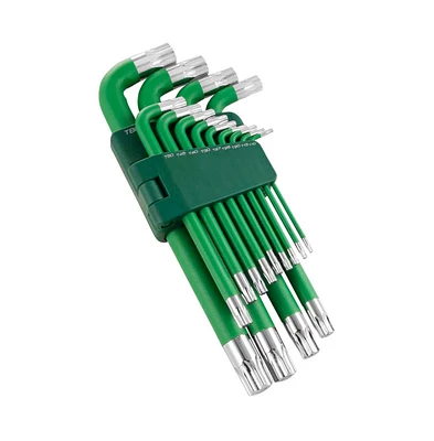 Powerbuilt 13 Piece Torx Long Arm Magnetic Hex Key Wrench Set Green