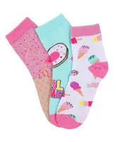 MeMoi Girls 3 Pairs Ice Cream Cotton Blend Ankle Socks
