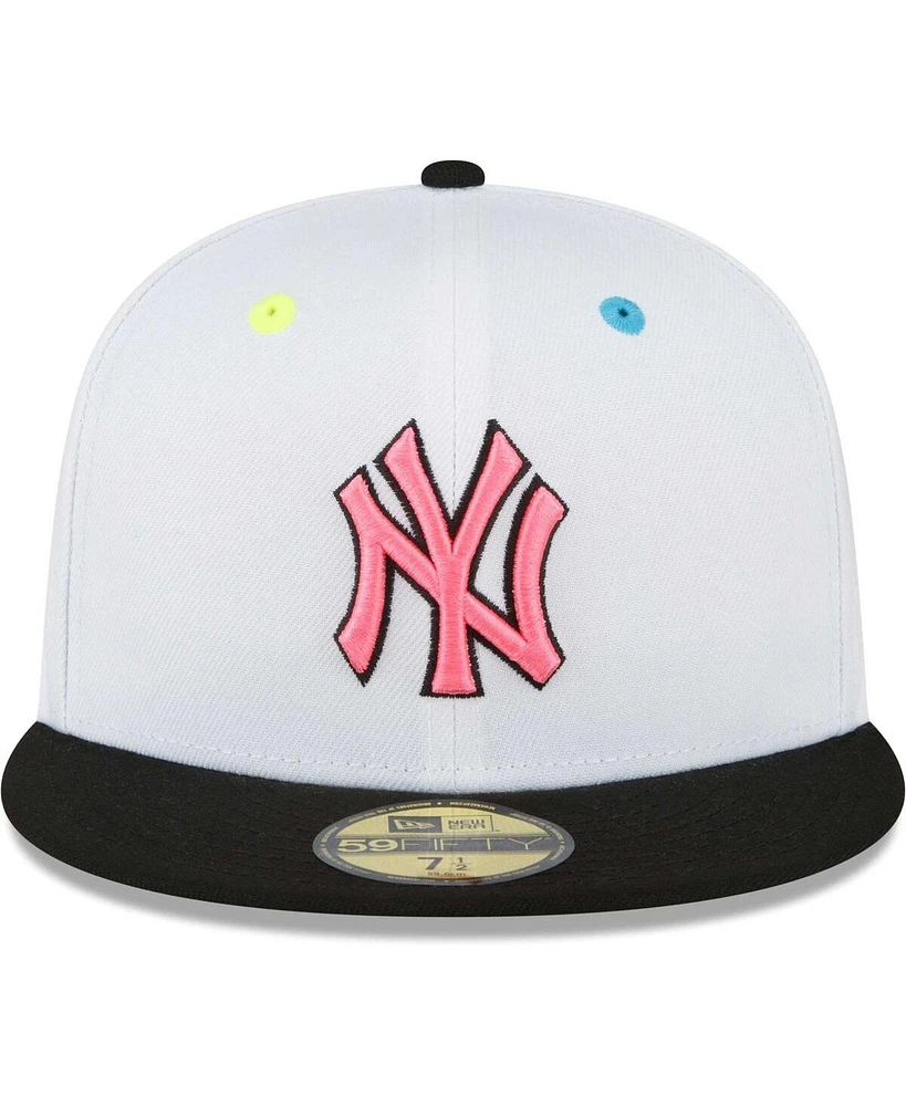 Men's New Era White York Yankees Neon Eye 59FIFTY Fitted Hat