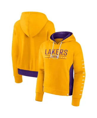 Women's Fanatics Gold Los Angeles Lakers Iconic Halftime Colorblock Pullover Hoodie
