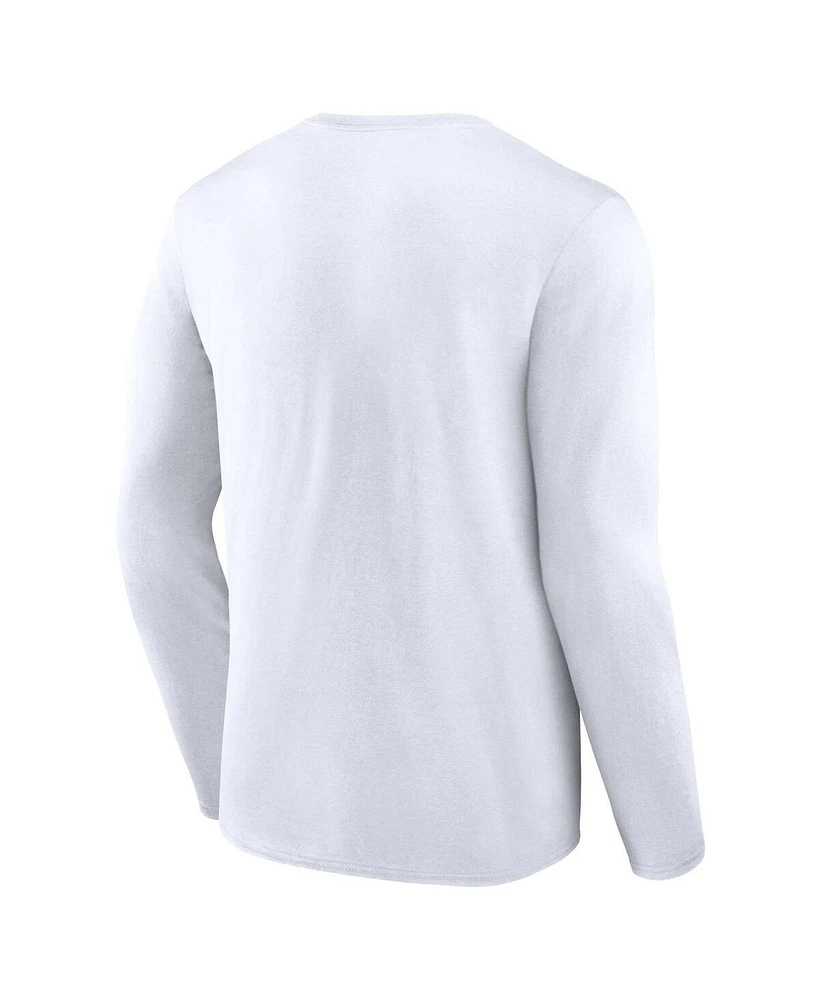 Men's Fanatics White Milwaukee Brewers Pressbox Long Sleeve T-shirt