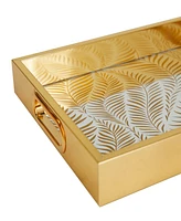 Rosemary Lane Plastic Mirrored Geometric Tray, Set of 2, 16", 14" W