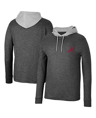 Men's Colosseum Black Alabama Crimson Tide Ballot Waffle-Knit Thermal Long Sleeve Hoodie T-shirt