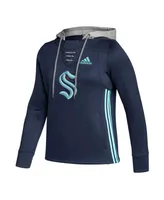 Women's adidas Deep Sea Blue Seattle Kraken Skate Lace Team Pullover Hoodie