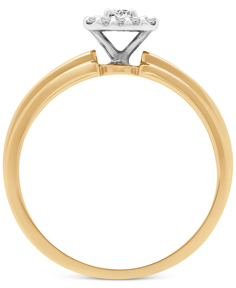 Diamond Square Halo Cluster Bridal Set (3/8 ct. t.w.) in 14k Two-Tone Gold