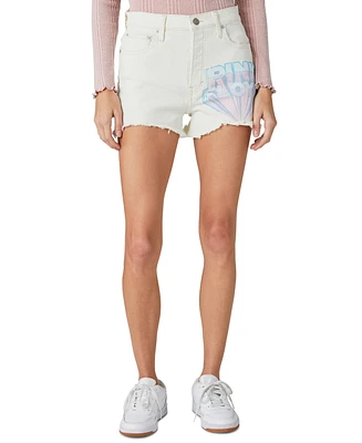 Lucky Brand Women's Pink Floyd High Rise Denim Mom Shorts