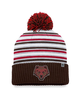 Men's Top of the World Brown Brown Bears Dash Cuffed Knit Hat with Pom
