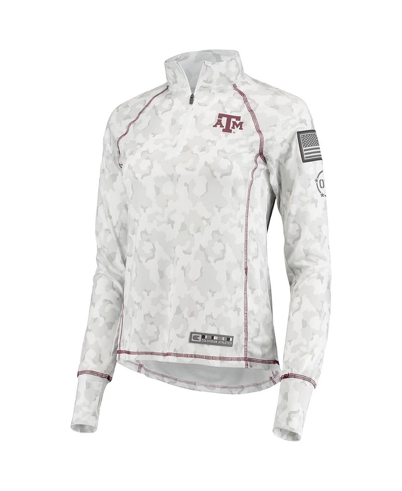 Women's Colosseum White Texas A&M Aggies Oht Military-Inspired Appreciation Officer Arctic Camo 1/4-Zip Jacket