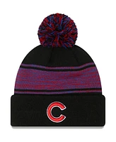 Men's New Era Black Chicago Cubs Chilled Cuffed Knit Hat with Pom