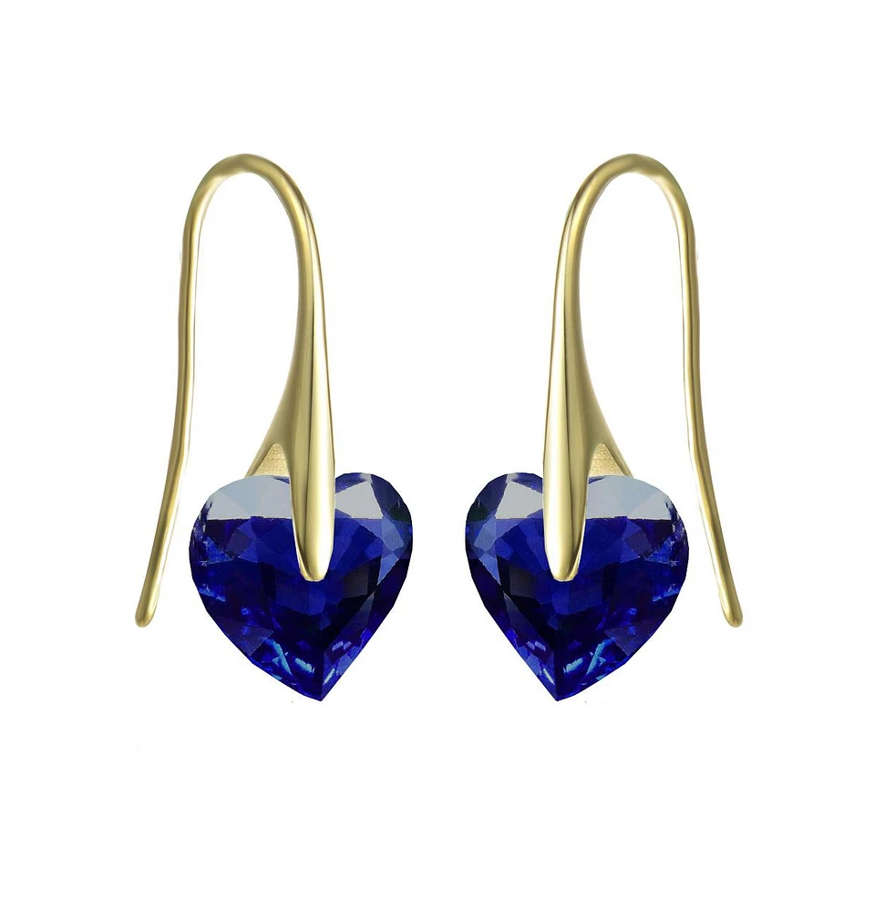 Sterling Silver Movable Cubic Zirconia Stylish Party Heart Earrings